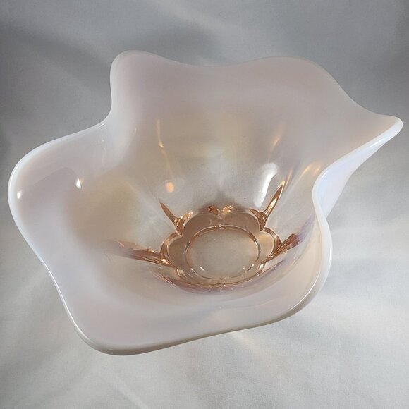 Vintage Duncan Miller Canterbury Opalescent Pink Bowl Hand Blown Art Glass MCM - Picture 4 of 8